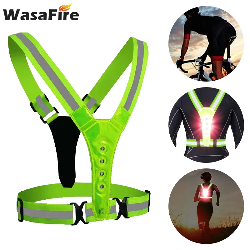 

LED Sports Reflective Vest Elastic V-shaped Illuminated Reflective Belt Adjustable Vest For Outdoor Night Running Cycling