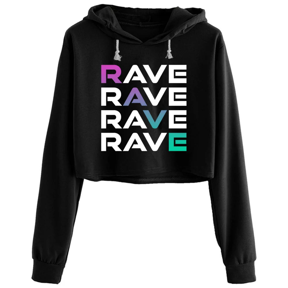 

Rave Crop Hoodies Women Goth Grunge Harajuku Anime Pullover For Girls