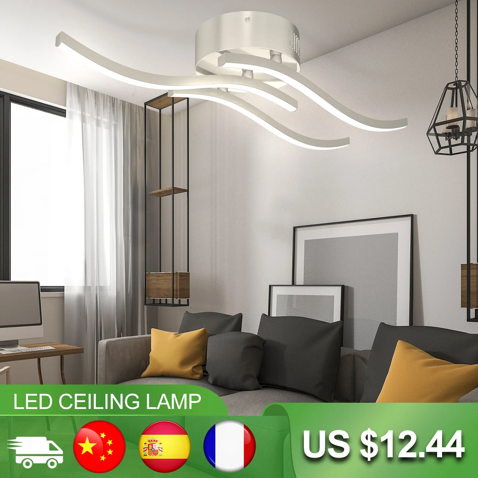 $15.08 LOEFME Decorative Led Ceiling Lamps 2/3/4 12 W 18W 24 W Wave Modern Minimalist Bedroom Dining Home Ceiling Light 2021