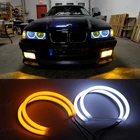 Switchback светодиодный Белый Янтарный ангельский глаз кольца с ореолом DRL светильник поворота для BMW 3 серии E30 E36 M3 325i 323i 316i 318i 1982-2000