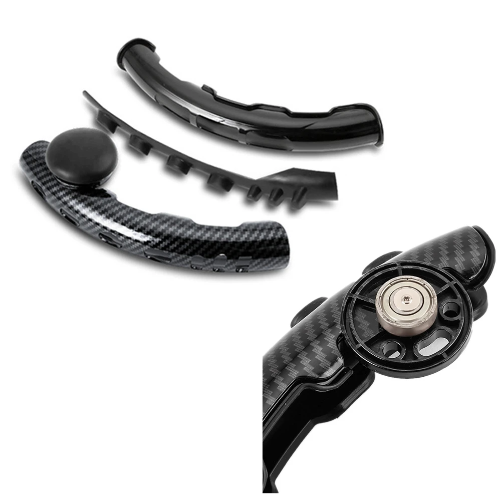 2 шт. чехол рулевого колеса автомобиля с ручками, накладками на подвеску и антискользящим углеродным волокном.