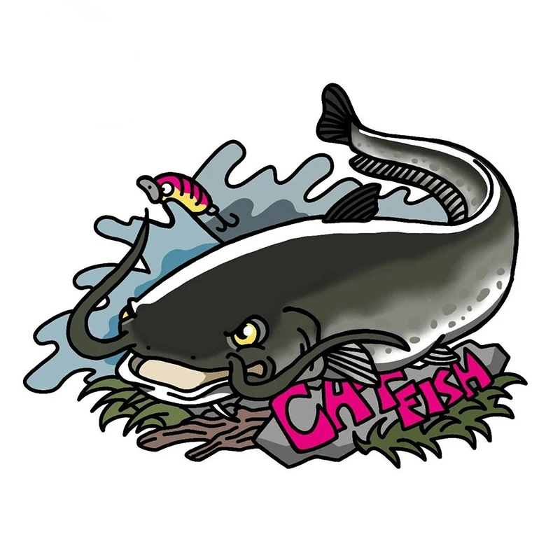 

For Cat Fish Car Truck Decal Bumper Window Anime Body for Car Scratch-proof Stickers for VAN SUV 13cm X 7.6cm