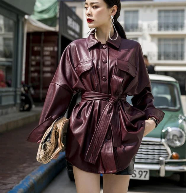 Модная Свободная Женская куртка из искусственной кожи с карманами модное