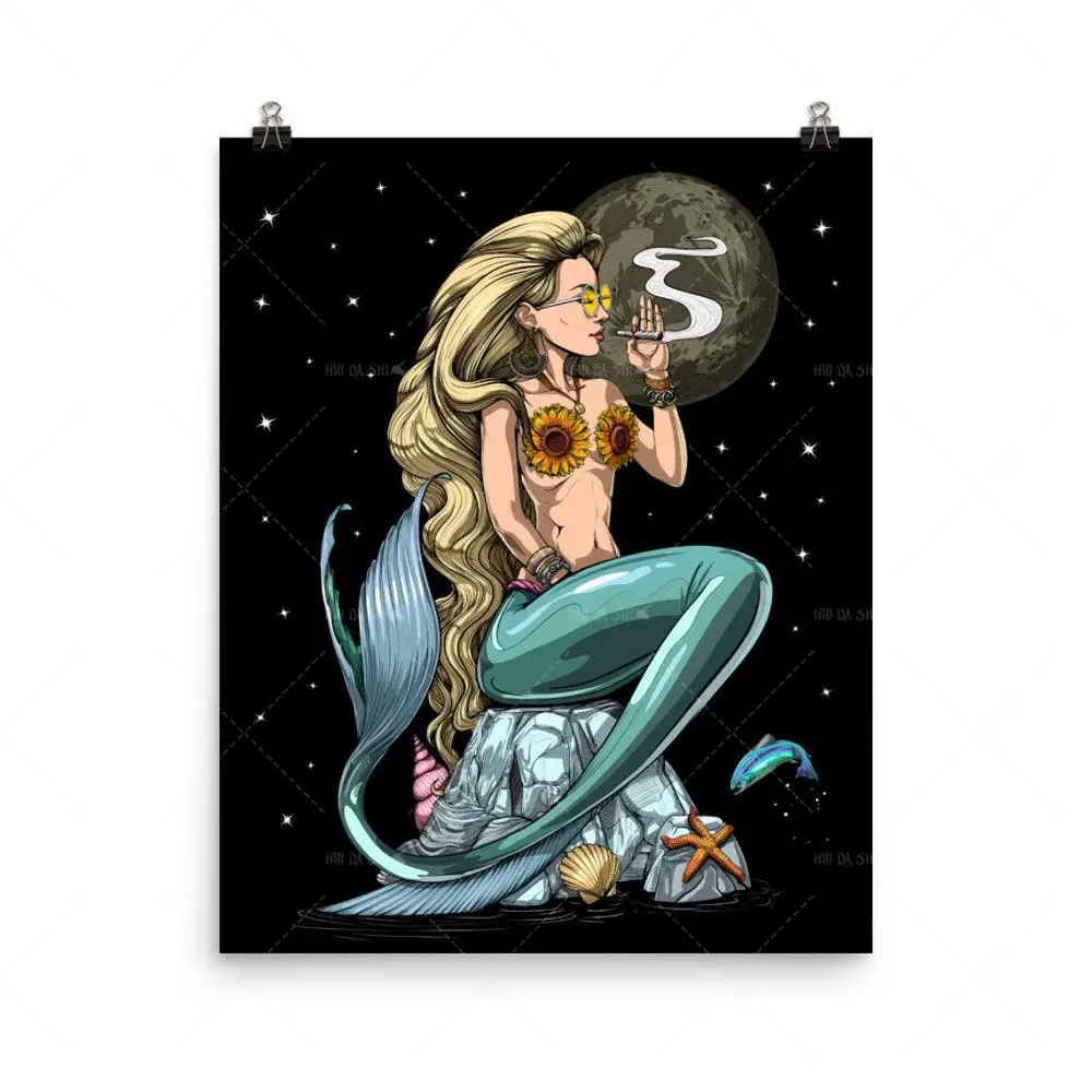 

Home Decor Nordic Abstract Mermaid Weed Canvas Wall Art Canvas Painting Cartoon HD Art Poster Print Wall Picture For Living Room