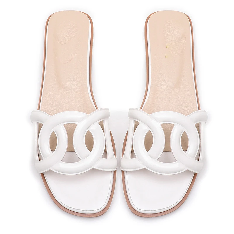 

TIMETANGFemale Summer Leisure The word drag New Flat Bottom Flat With Toe Sweet Drag Outside Wearing Sandals Slippers Beach shoe