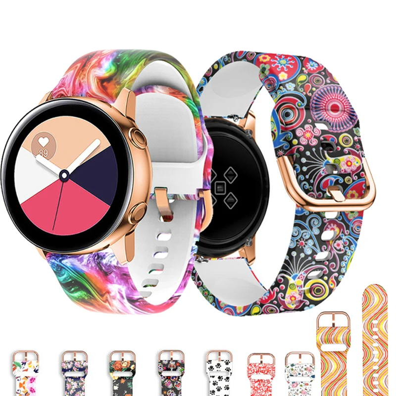 

Ремешок для часов Samsung Galaxy Watch Active 2 40/44 мм, силиконовый спортивный браслет с принтом Gear S2 Garmin Amazfit, браслет для наручных часов