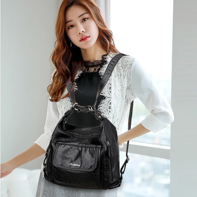 2020 женские кожаные сумки Мягкая Большая вместительная Повседневная Сумка тоут