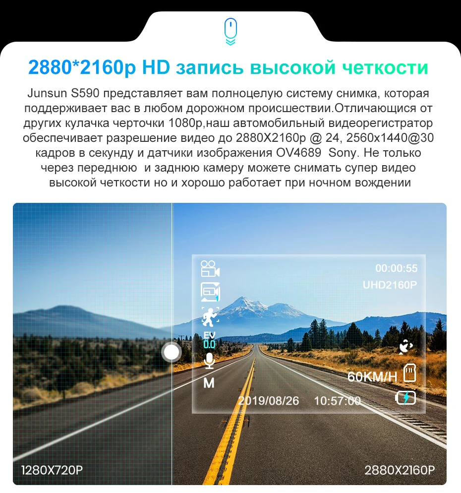Junsun S590 WiFi 4K видеорегистраторы автомобильные Ultra HD 2160P 60fps gps ADAS авторегистратор камера рекордер sony 323 камера заднего вида 1080P ночное видение