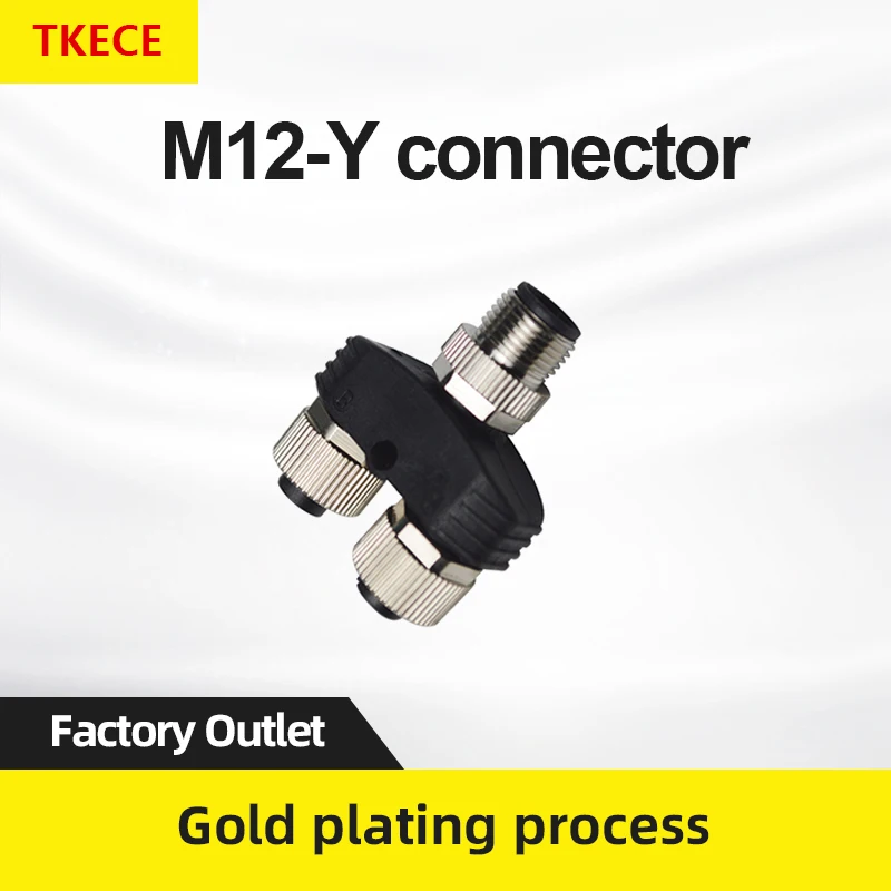 

TKECE M12 Y-образный переходник, тройник, адаптер, 4 контакта, 5 контактов, Один Штырь-Два стандарта, распределительный адаптер