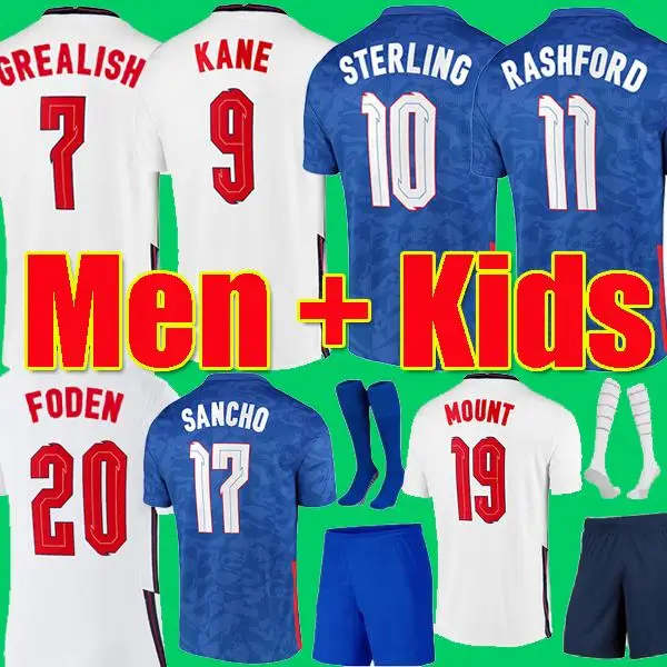 

England Jersey 2021 KANE STERLING RASHFORD MOUNT LINGARD SANCHO 2020-21New England Home And Away Men Women kids Football Shirts