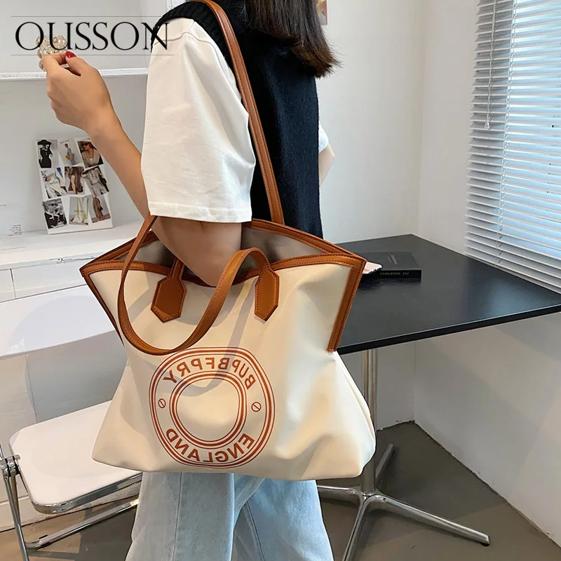 

2021 Women Leisure Large Capacity Canvas Bag Ladies Canvas Commuter Tote Bag Fashion Canvas Shoulder Bag