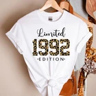 Рубашка с леопардовым принтом 1992, Винтажная Футболка ограниченной серии 1992, рубашка в подарок на 29-й день рождения, летние обтягивающие женские футболки для отдыха,