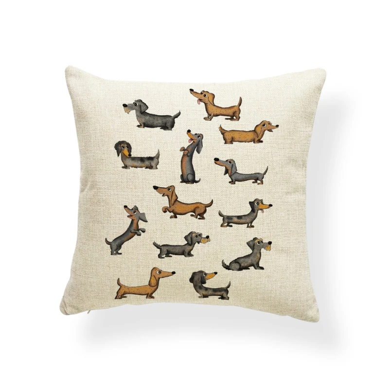 Декоративный чехол для диванных подушек из полиэстера с рисунком таксы животных