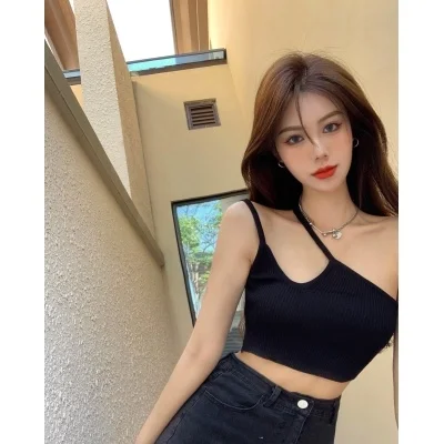 

Sexy Knitted Small Tank Top Vest for Women Spring Summer Outerwear Short