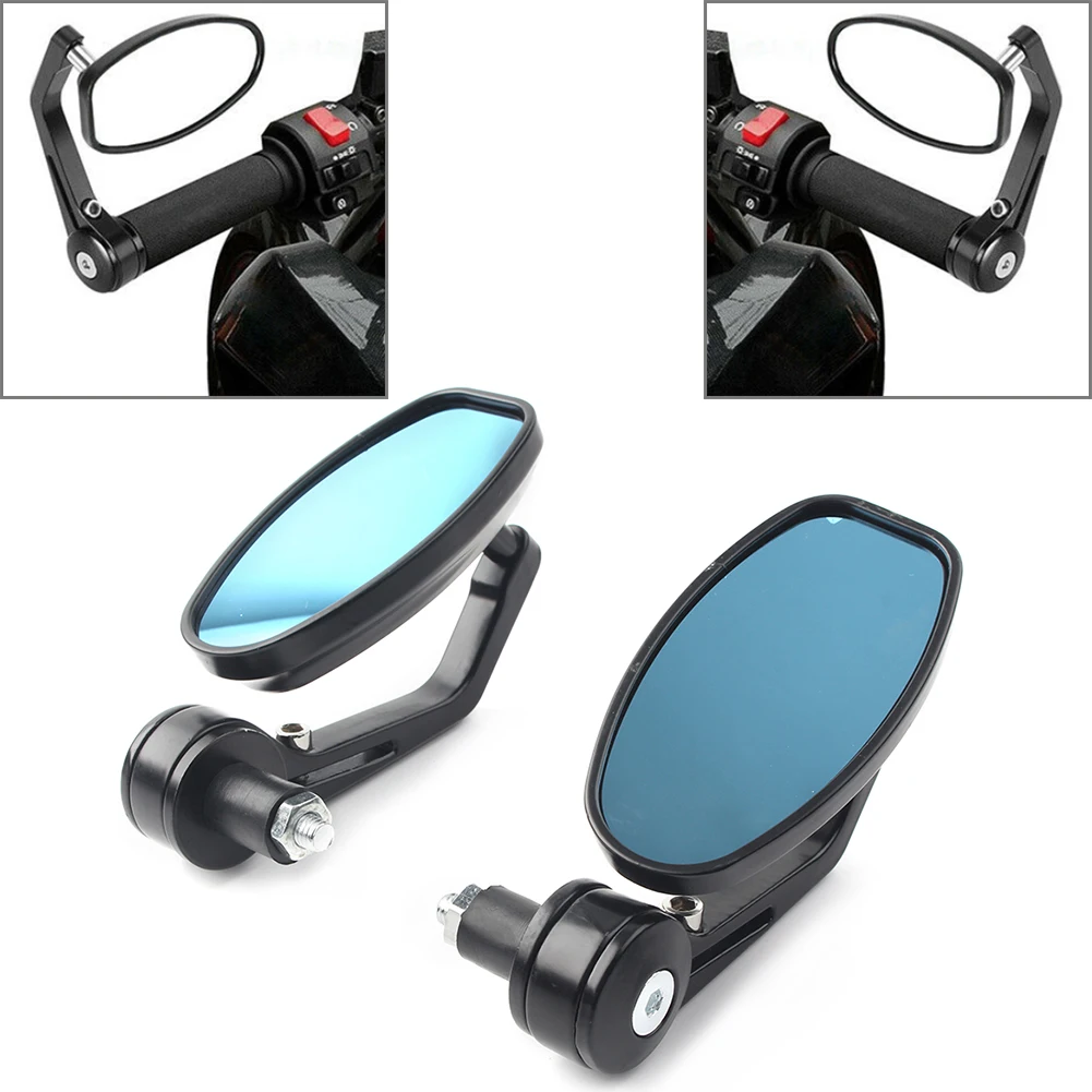 Мотоциклетные зеркала заднего вида 7/8 &quotРучка Бар Конец овальный черный для Honda