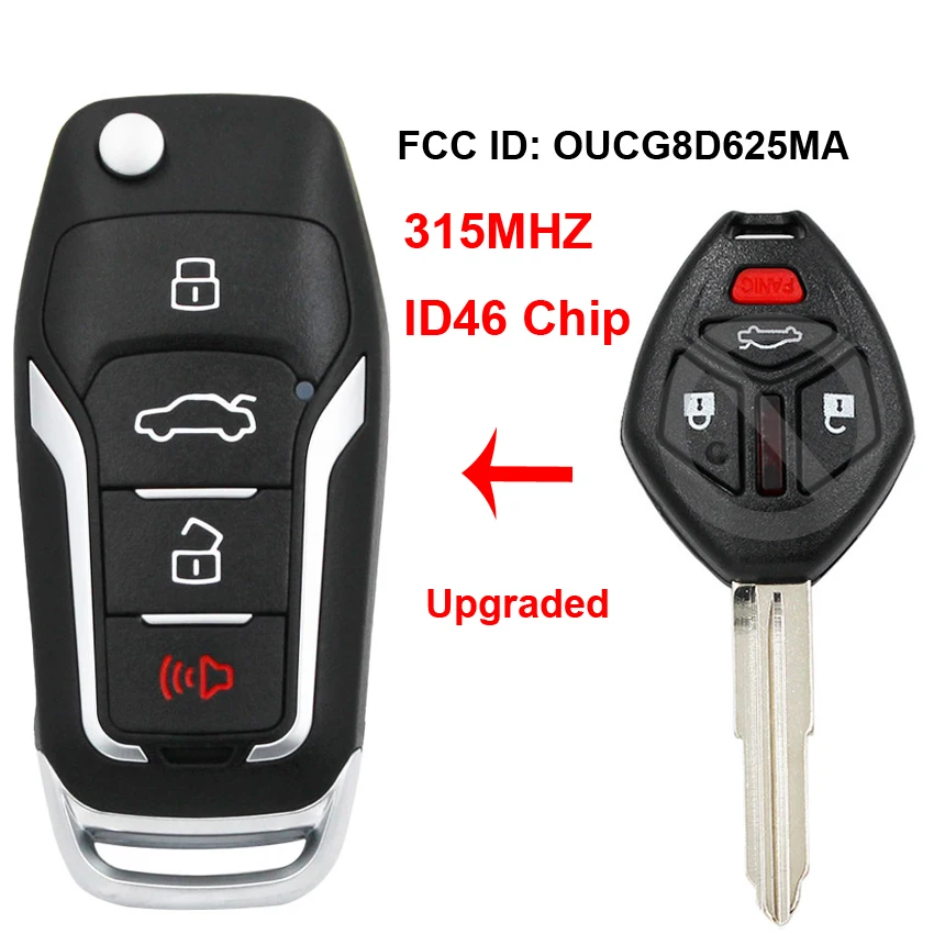 Ключ дистанционного управления с кнопкой 3 + 1/4 обновленный 315 МГц чип ID46