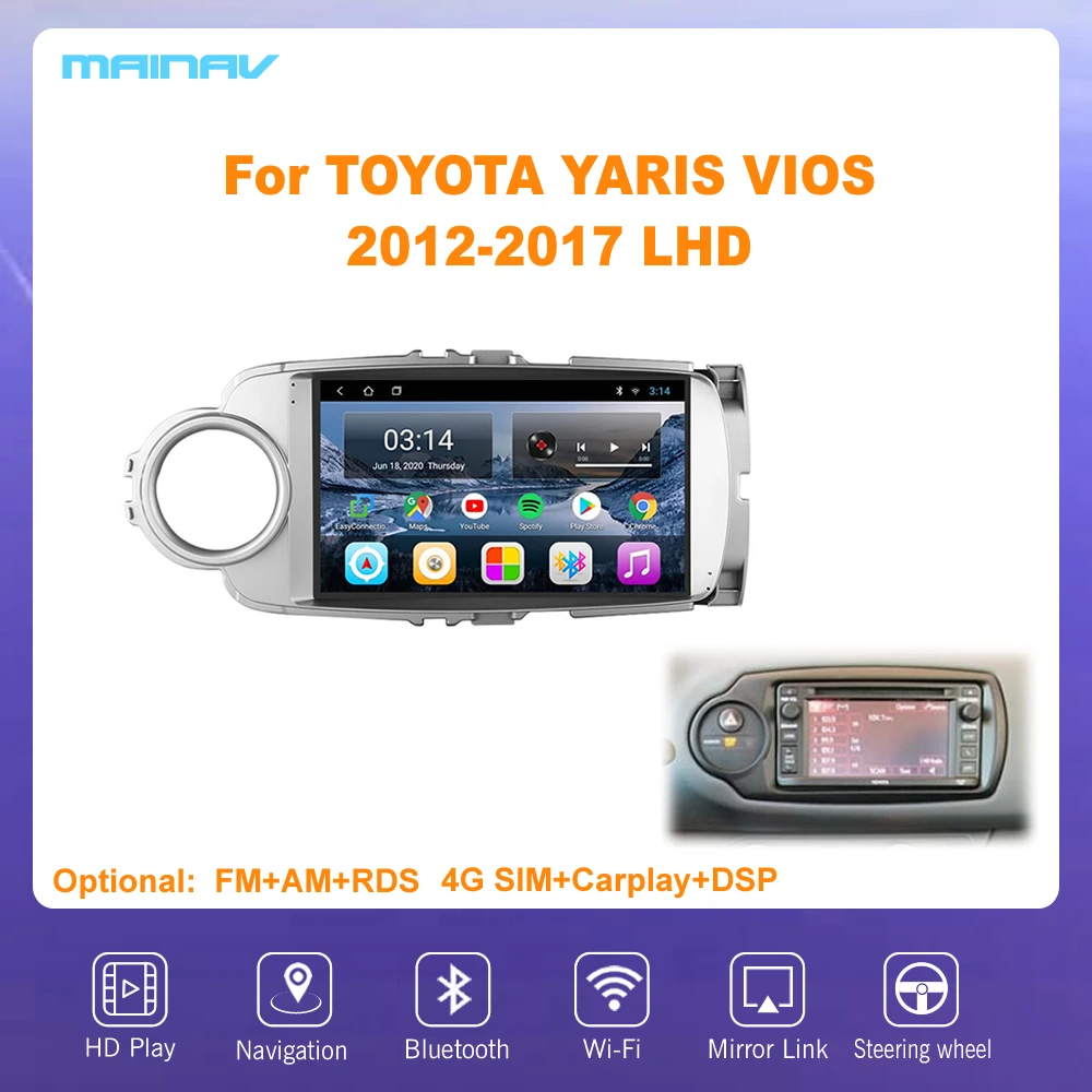 

9 "Android 10 для TOYOTA YARIS VIOS 2012-2017 RDS автомобильная навигация для DSP CarPlay автомобильное радио мультимедийный видеоплеер Стерео GPS