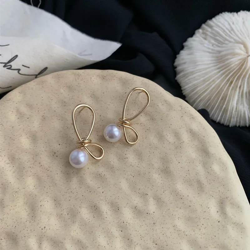 MuHan жемчужные серьги асимметричные геометрические металлические Длинные