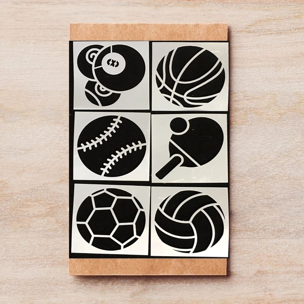 6 шт./лот 10*10 см спортивный мяч баскетбол сделай сам трафареты живопись скрапбук