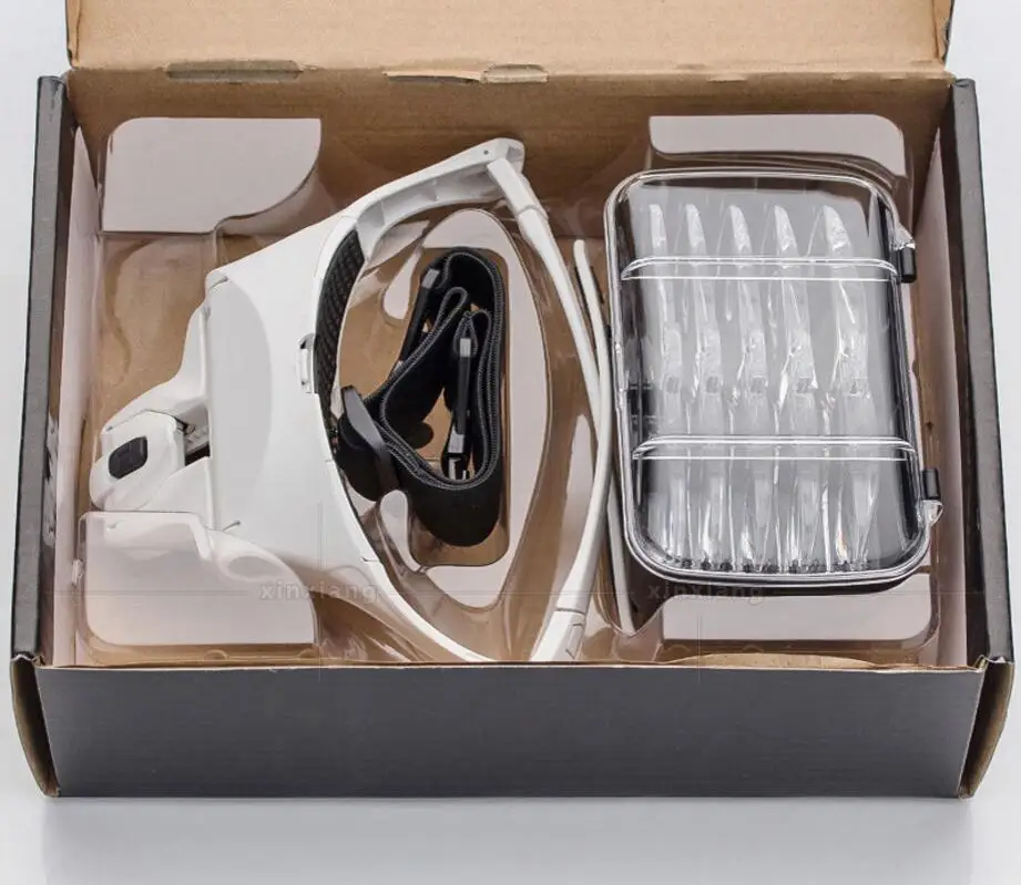 

1X 1.5X 2X 2.5X 3.5X LED Illluminated Magnifier Head Wearing Glasses Style Helmet Reading Inspection Operation Magnifying Glass