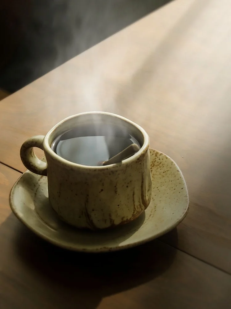 

Japanese Style Handmade Pottery coffee cup saucer Vintage coffee cup set Creative Afternoon Tea Cup espresso cups gifts