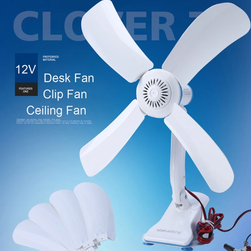 

16.5inch 12V 8W Silent Ceiling Fan One Speed Quiet Clip On Fan Desk Fan for Camping Tent Outdoor Car Van SUV Bedroom