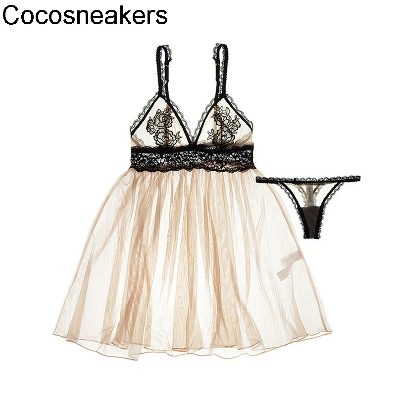 

independent station European American sexy embroidery suspender nightdress home fun nightwear new water-soluble