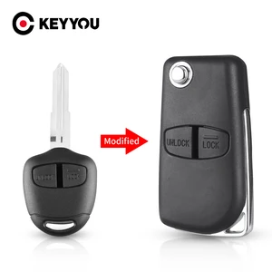 Откидной корпус KEYYOU, 3 кнопки, модифицированный чехол для дистанционного ключа от машины, для Mitsubishi Lancer ASX Grandis Evolution Outlander, правыйлевый