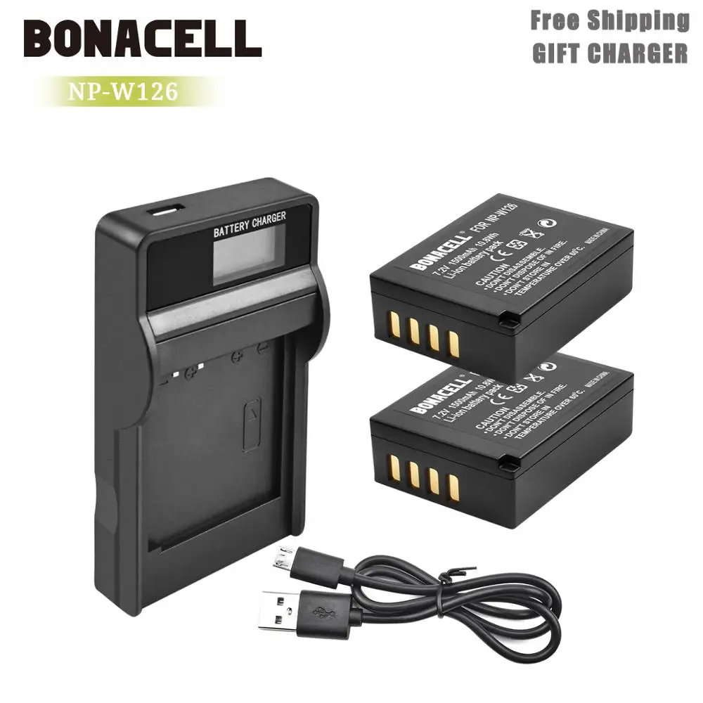 Bonacell для Fujifilm NP W126 W126S батарея + ЖК зарядное устройство X M1 A1 T1 X100F T2 A10 E2S T20 HS30EXR