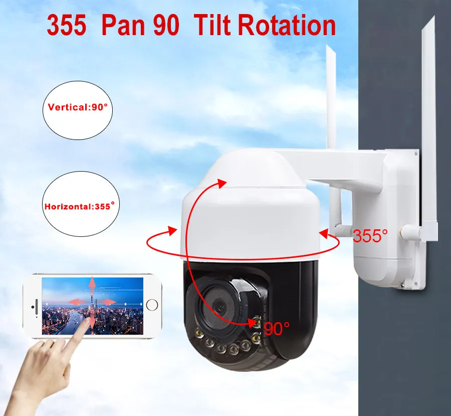 3 ”мини 1080P 3g 4G LTE PTZ камера двухсторонняя аудио Беспроводная ip-камера 4 мм объектив SIM Встроенный 32G SD двойной светильник цветной ночной ИК 50 м