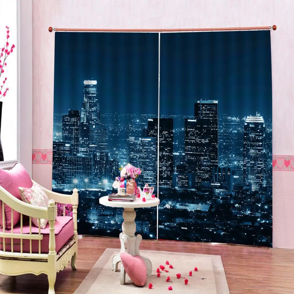 

Modern High Quality Arts Creative Shower Curtains New York City night view Curtains For Living room bedroom Blackout Drapes