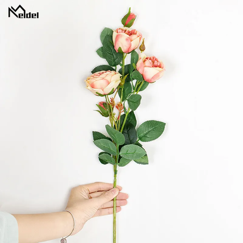 Мелдель 74 см длинные с длинным стволом искусственные розы ветки цветок 3 головы