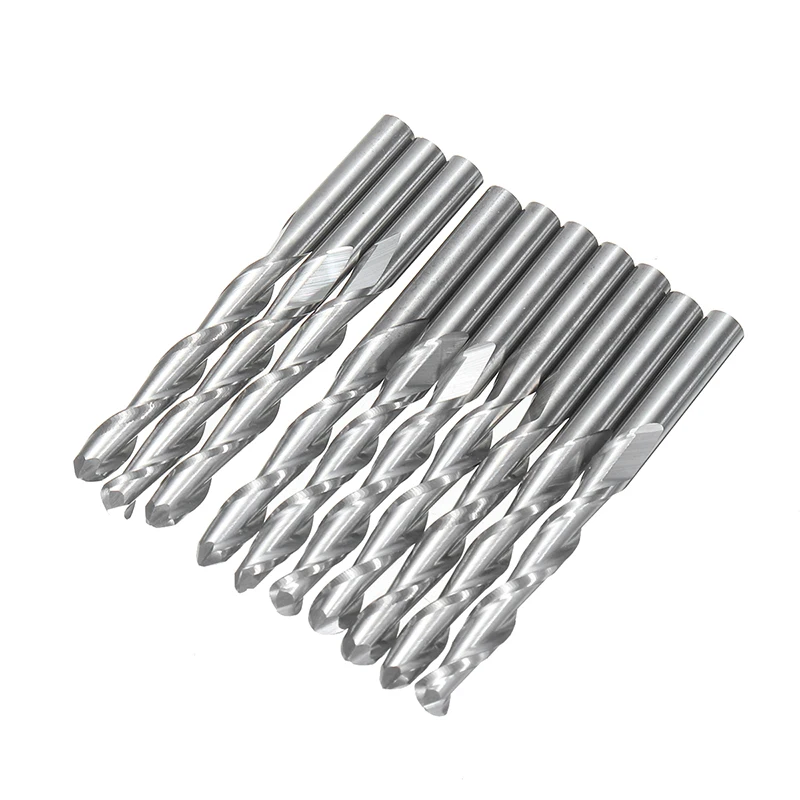 10 шт. 1/8 ''хвостовика 2 флейты карбида ЧПУ Спираль сферическим концом фреза