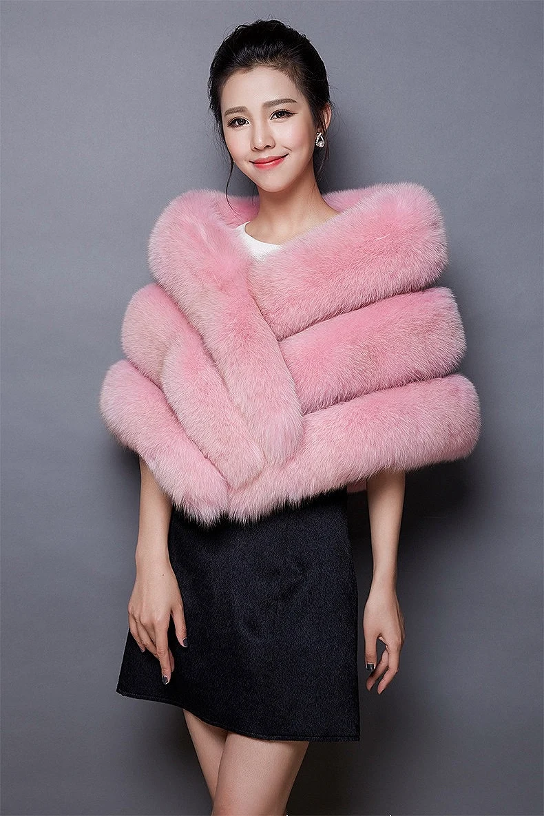 Женская накидка из искусственного меха Повседневная теплая Свадебная для