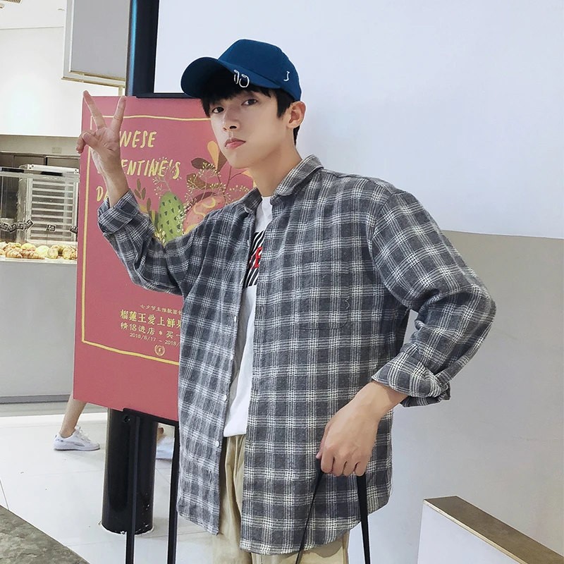 

Men Young High Quality Casual Shirt 2020 New Youth Boys Leisure Design Plaid Classic Long Sleeve Shirts for students CS63