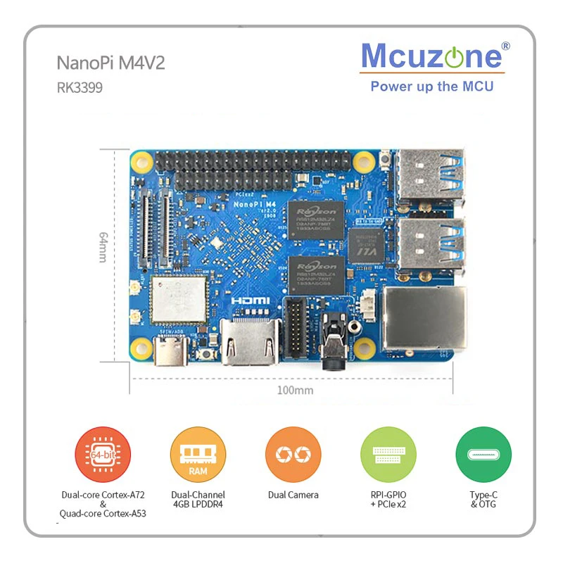 Бесплатная доставка! NanoPi M4 V2 4 Гб DDR4 Rockchip FriendlyELEC RK3399 SoC 2 4G &amp 5G двухдиапазонный WiFi +