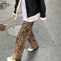 leopard print wide leg pants womens 2020 autumn and winter new outer wear all match high waist straight leg pants trend