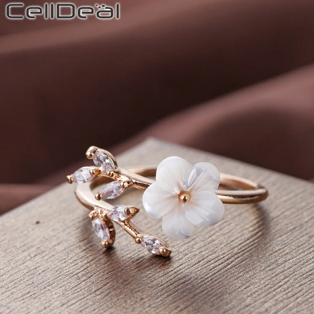 CELLDEAL медные кольца для женщин нежные регулируемые ветки листья цветочные