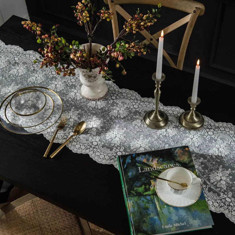 

Modern Table Runners for Decoration Table Wedding Table Overlay Rustic Home White Lace Table Runner Luxury Elegant Table Runner