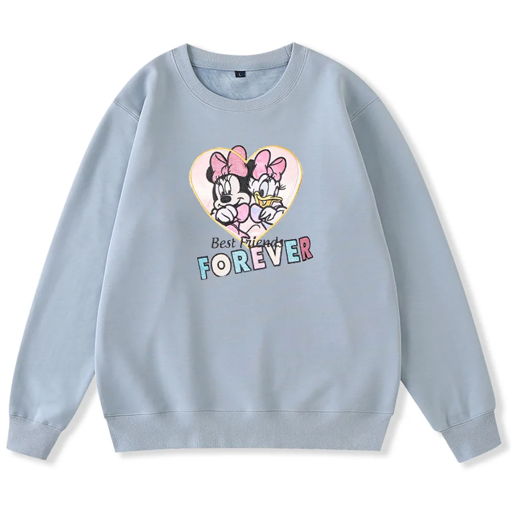 

Disney Chic Fashion Minnie Mouse Daisy Duck Letter Cartoon Print Unisex Women Couples Sweatshirt Long Sleeve Tops 8 Color Female