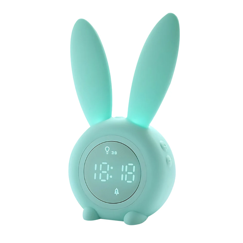 

Soft Cute Rabbit Clock LED Night Light Alarm Clock Build-in Battery and multiple sensor Sleeping lamps Clock Perfect Gift