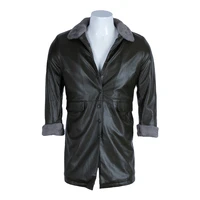 changniu luxury leather jacket coats men single breasted black leather jackets faux fur inside long coat men outwear winter warm