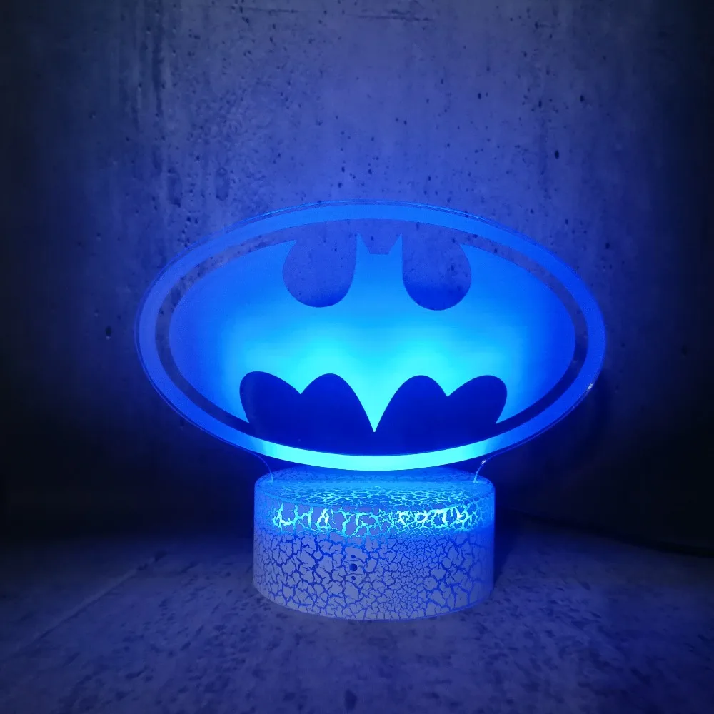 Принт Бэтмен атмосфера 3D USB светодиодный светильник рисунок красочное украшение ночник креативный домашний декор Ночная лампа лава lampara