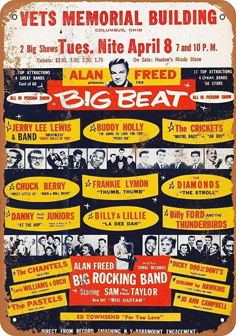 

Metal Tin Sign 1958 Alan Freed & Stars in Columbus Ohio Pub Outdoor Bar Retro Poster Home Kitchen Restaurant Wall D