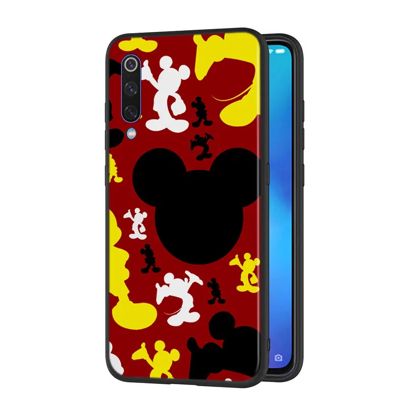 Red Mickey Minnie For Xiaomi Mi 12 11 10 11T 10T 9T 9 8 Note 10 Ultra Pro Lite TPU Soft Silicone Black Phone Case Funda Coque