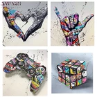 Алмазная 5D живопись сделай сам, граффити, абстрактная игра, полноразмернаякруглая Алмазная вышивка, вышивка крестиком, мозаика, искусство, декор комнаты