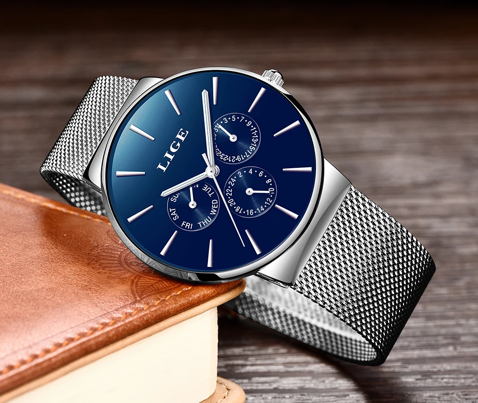 LIGE новое платье женские часы модные повседневные розовое золото кварцевые женские часы бизнес сетка сталь водонепроницаемые часы Relogio Feminino