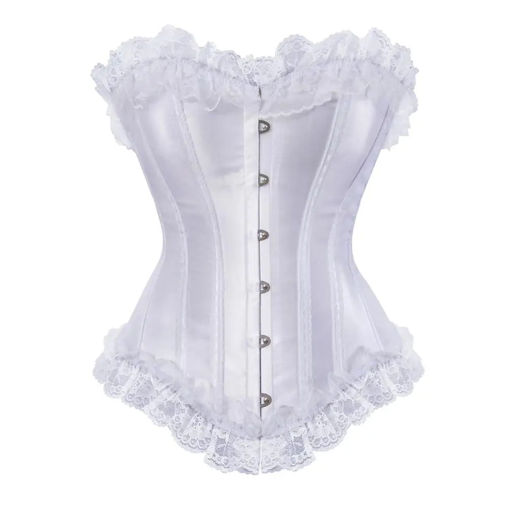 

Corsets Classic Gothic Satin Lace Trim Boned Bustiers Clubwear Bridal Vintage Carnival Costume for Women Party Club Night