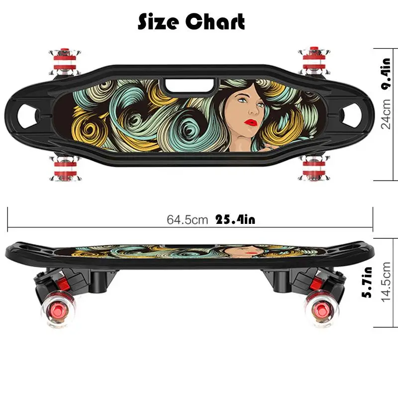 Скейтборд большой круизер 25 дюймов скейтборд из искусственной кожи с мигающими