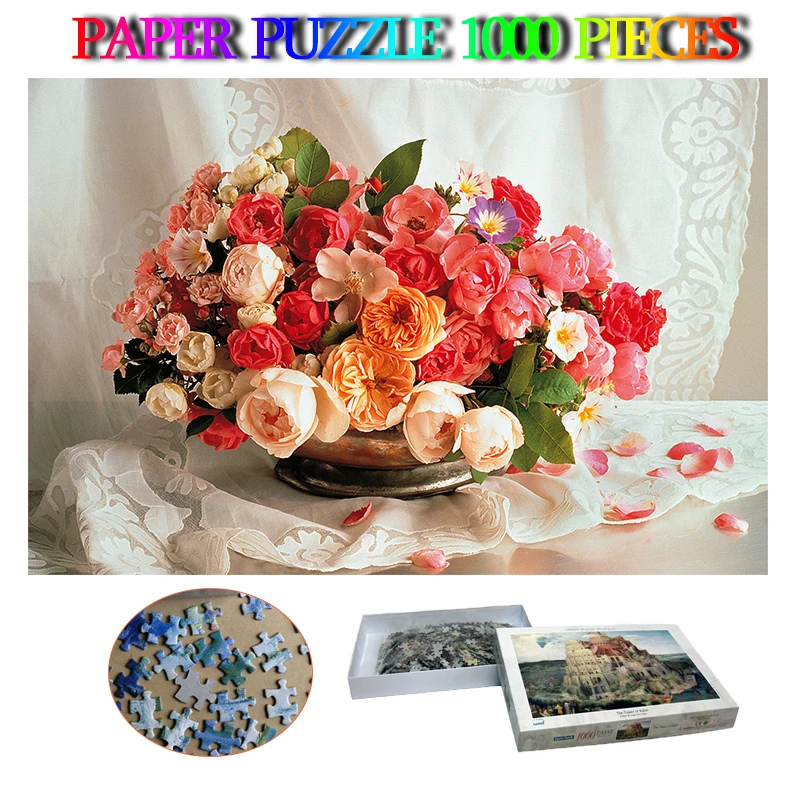 

Basket of Roses Adults Plane Puzzle 1000 Pieces Decompression Puzzle Toys Difficult 1000 Piece Jigsaw Puzzles Kids Toys Gifts